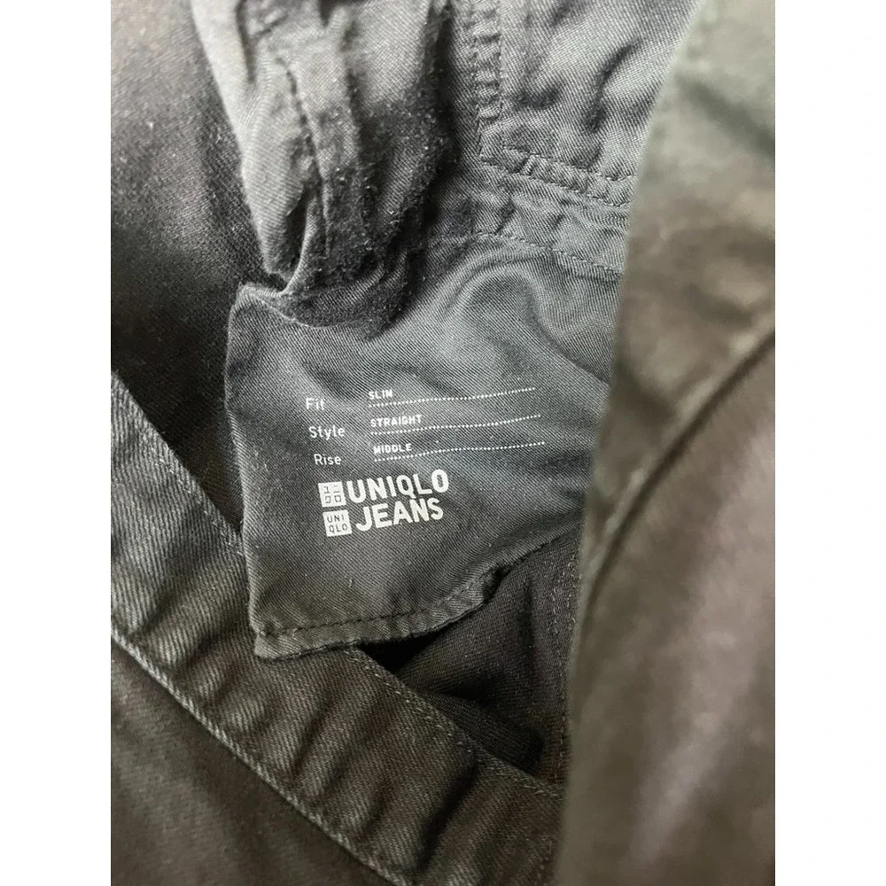 Uniqlo Jeans Mens Black Slim Fit ‎ Salvage Straight Leg Denim No Size Tag 34x32
